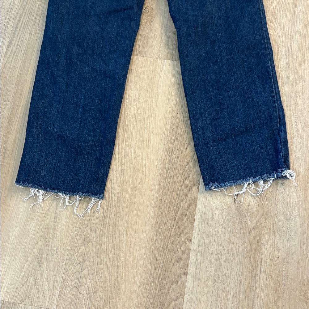 FAHERTY organic cotton straight leg jeans size 29 indigo raw hem dark wash comfy - Picture 5 of 10